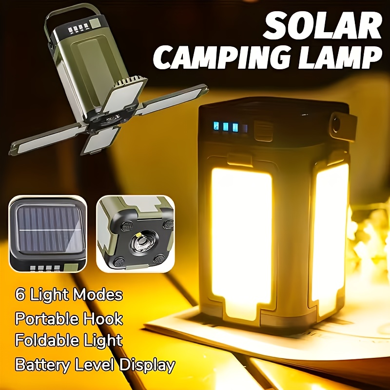 Outdoor Power Lights - Solarbetriebene Tragbare Campinglampe mit Solarladung, Faltbar,